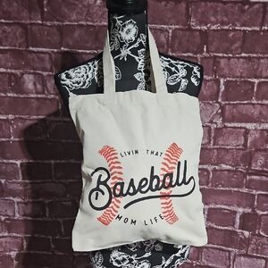 Baseball 🎁 Mom Life Canvas Tote Bag